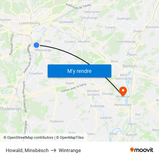Howald, Minsbësch to Wintrange map