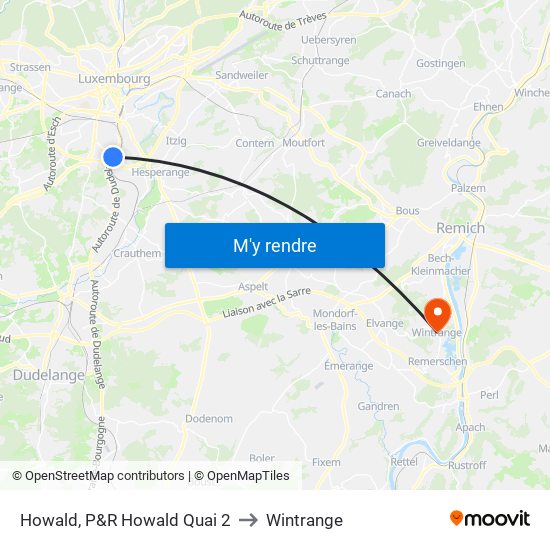 Howald, P&R Howald Quai 2 to Wintrange map