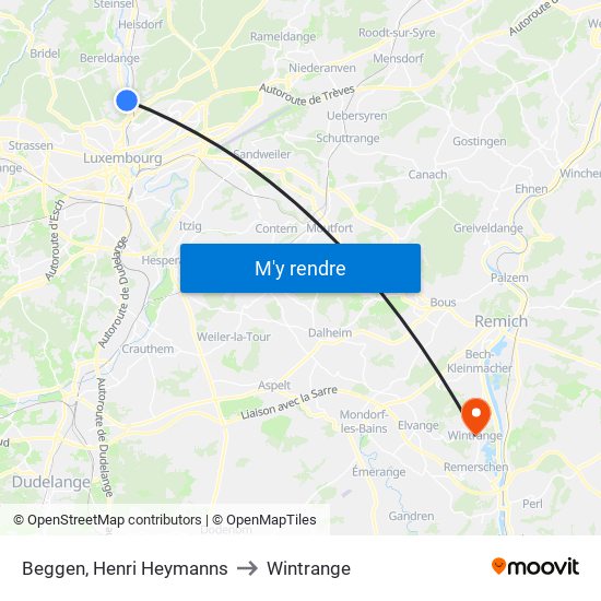 Beggen, Henri Heymanns to Wintrange map