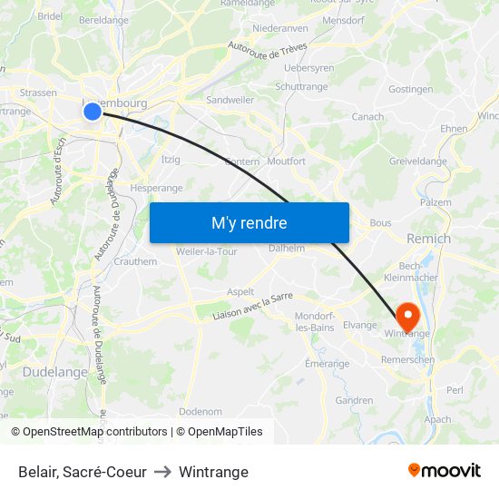 Belair, Sacré-Coeur to Wintrange map