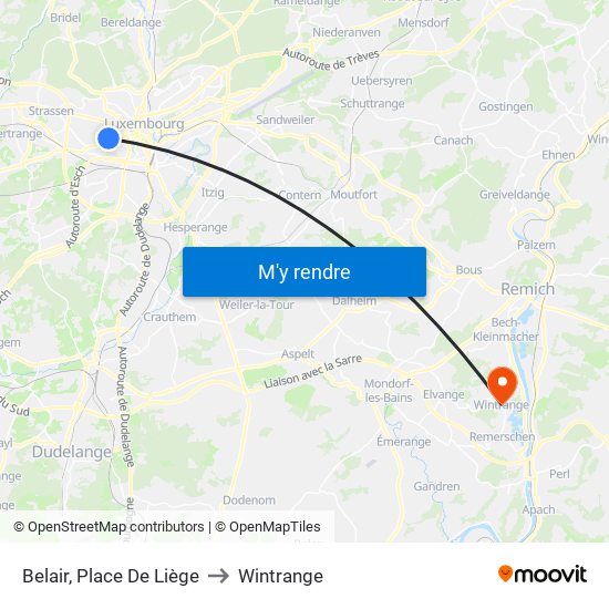 Belair, Place De Liège to Wintrange map