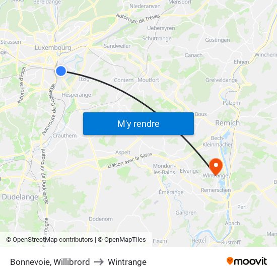 Bonnevoie, Willibrord to Wintrange map