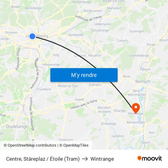 Centre, Stäreplaz / Étoile (Tram) to Wintrange map