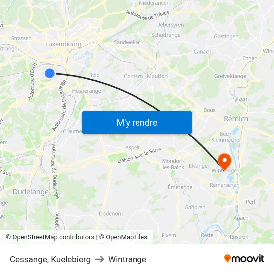 Cessange, Kuelebierg to Wintrange map
