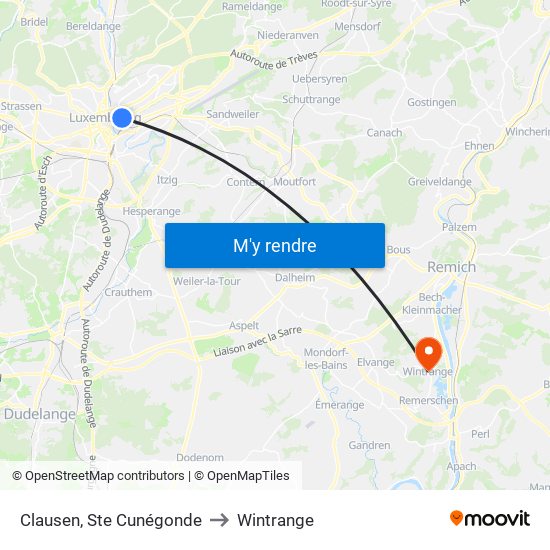 Clausen, Ste Cunégonde to Wintrange map