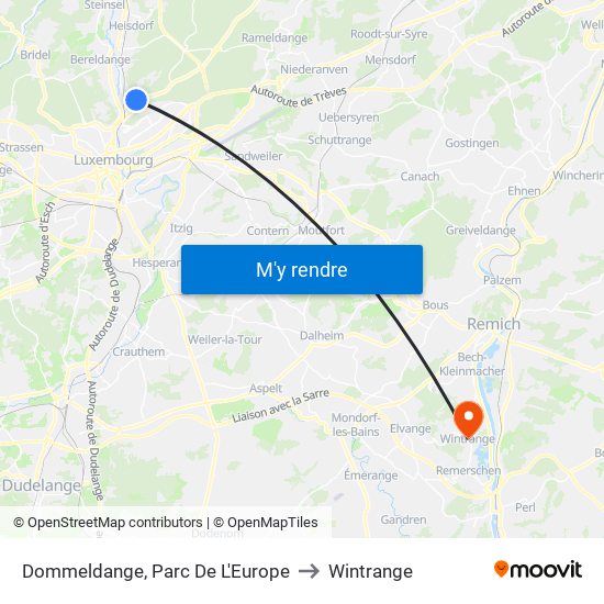 Dommeldange, Parc De L'Europe to Wintrange map