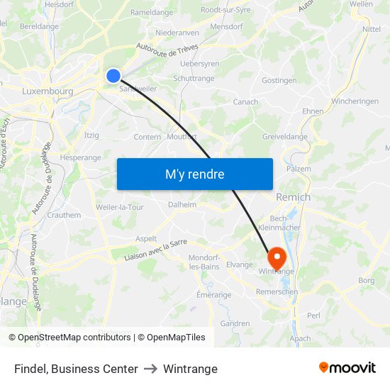 Findel, Business Center to Wintrange map