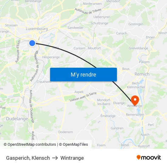 Gasperich, Klensch to Wintrange map