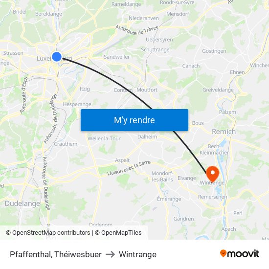 Pfaffenthal, Théiwesbuer to Wintrange map
