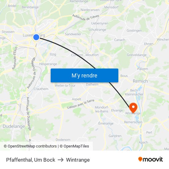 Pfaffenthal, Um Bock to Wintrange map