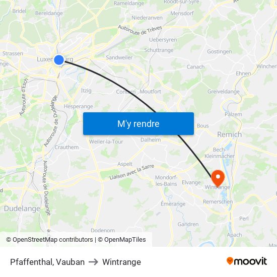 Pfaffenthal, Vauban to Wintrange map