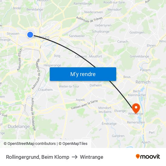 Rollingergrund, Beim Klomp to Wintrange map