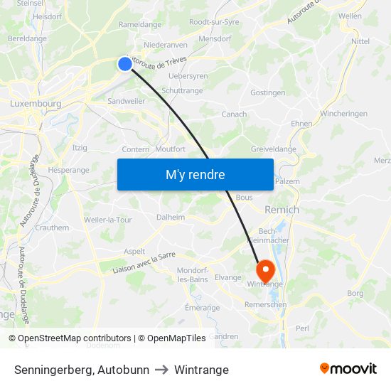 Senningerberg, Autobunn to Wintrange map