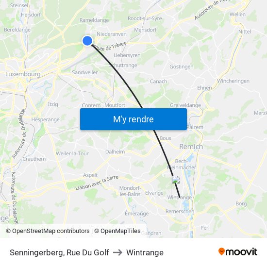 Senningerberg, Rue Du Golf to Wintrange map