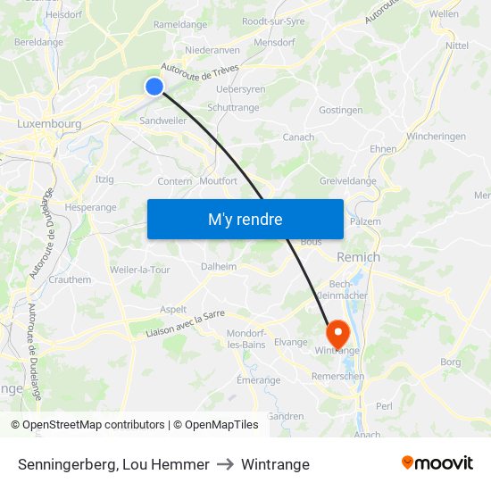 Senningerberg, Lou Hemmer to Wintrange map