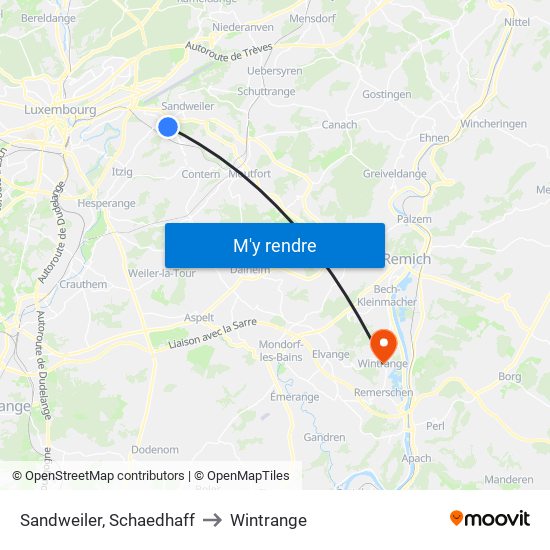 Sandweiler, Schaedhaff to Wintrange map