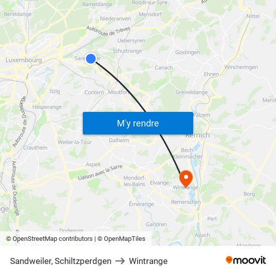 Sandweiler, Schiltzperdgen to Wintrange map