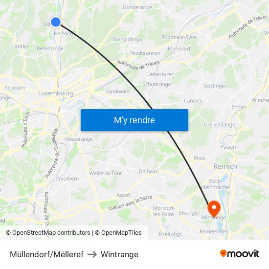 Müllendorf/Mëlleref to Wintrange map