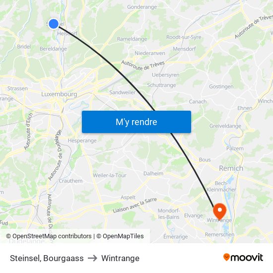 Steinsel, Bourgaass to Wintrange map