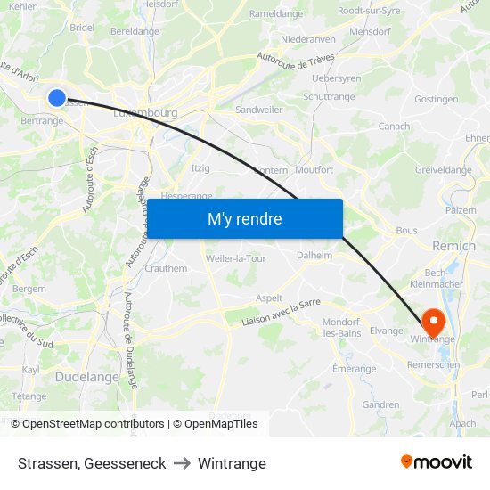 Strassen, Geesseneck to Wintrange map