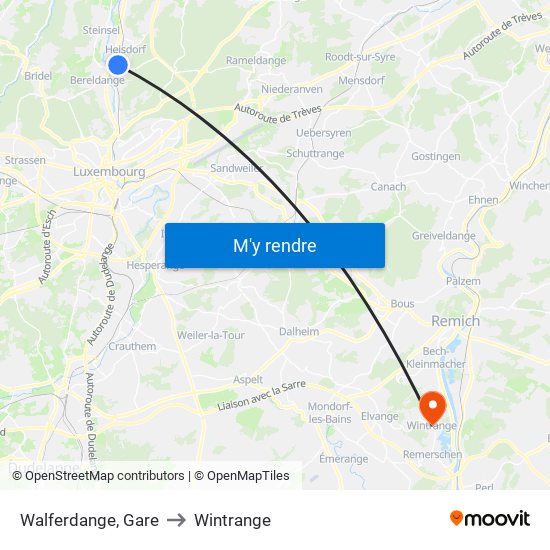 Walferdange, Gare to Wintrange map