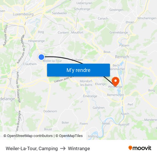 Weiler-La-Tour, Camping to Wintrange map