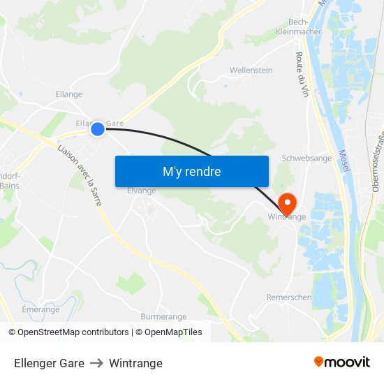Ellenger Gare to Wintrange map