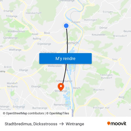 Stadtbredimus, Dicksstrooss to Wintrange map