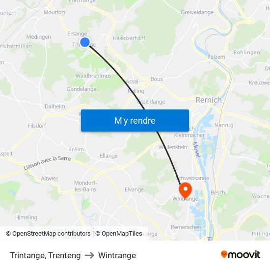 Trintange, Trenteng to Wintrange map