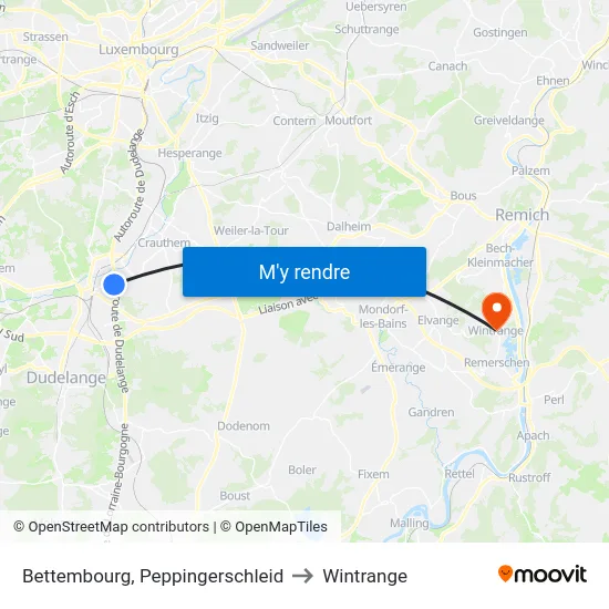 Bettembourg, Peppingerschleid to Wintrange map