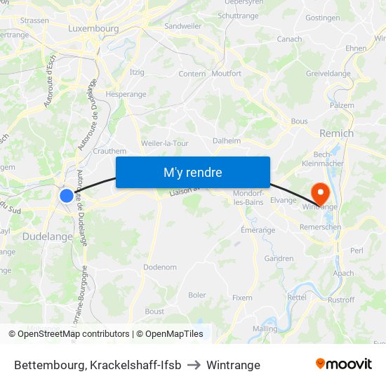 Bettembourg, Krackelshaff-Ifsb to Wintrange map