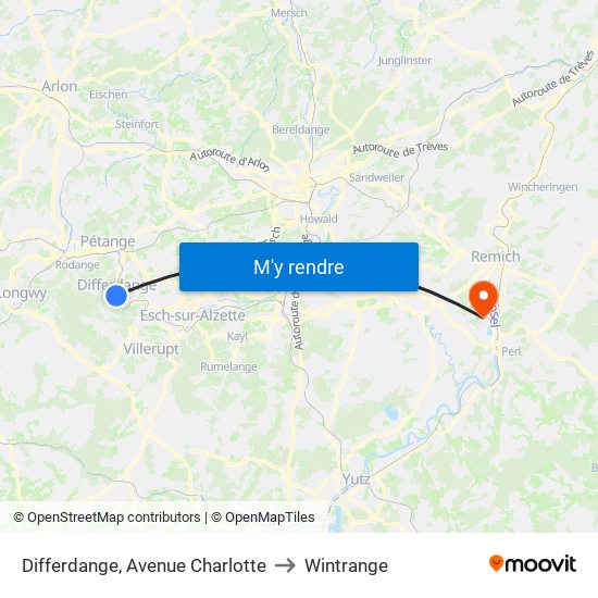 Differdange, Avenue Charlotte to Wintrange map