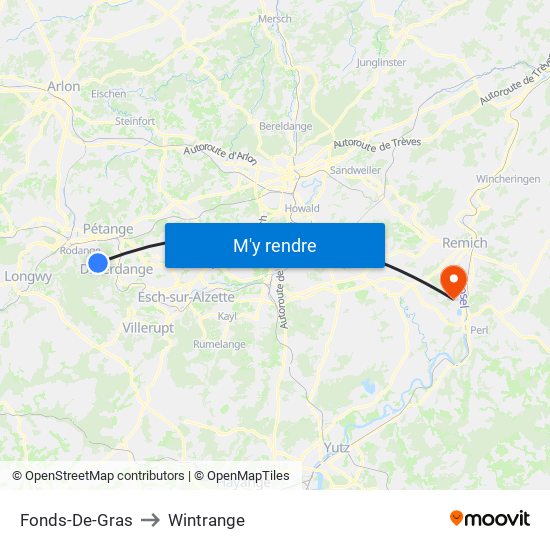 Fonds-De-Gras to Wintrange map