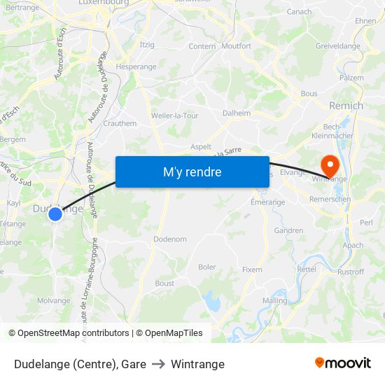 Dudelange (Centre), Gare to Wintrange map