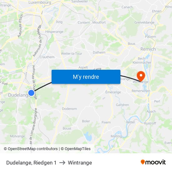Dudelange, Riedgen 1 to Wintrange map