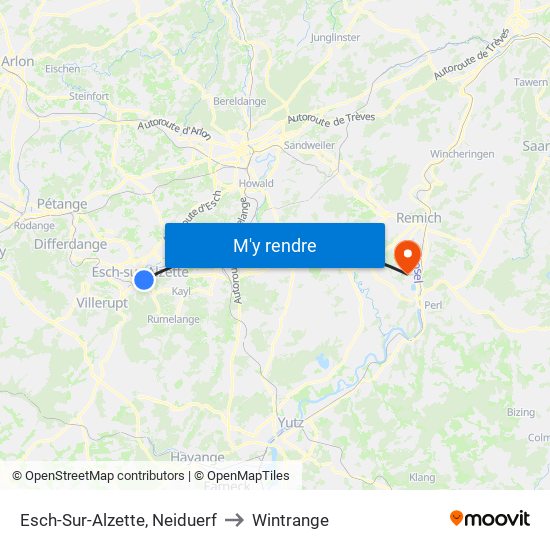 Esch-Sur-Alzette, Neiduerf to Wintrange map