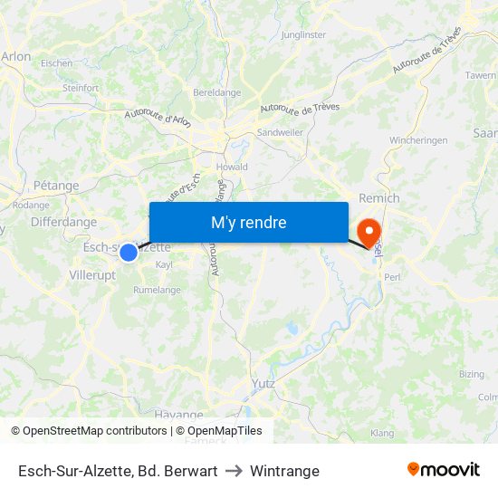 Esch-Sur-Alzette, Bd. Berwart to Wintrange map