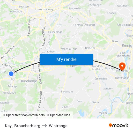 Kayl, Broucherbierg to Wintrange map