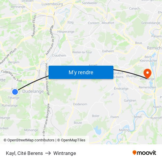 Kayl, Cité Berens to Wintrange map