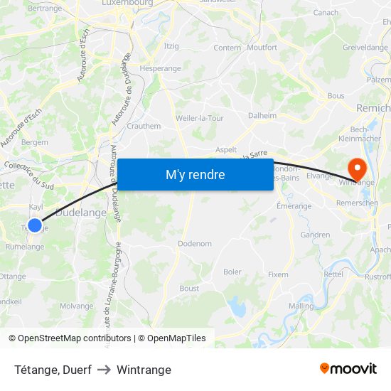 Tétange, Duerf to Wintrange map