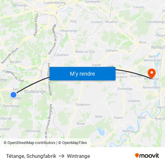 Tétange, Schungfabrik to Wintrange map