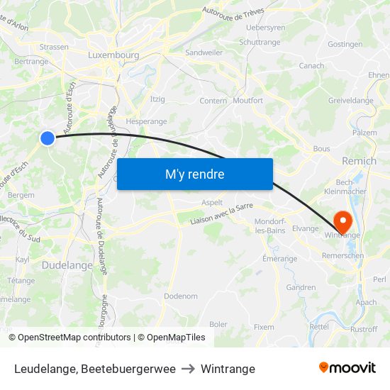Leudelange, Beetebuergerwee to Wintrange map