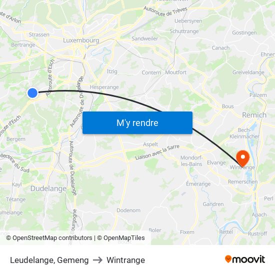 Leudelange, Gemeng to Wintrange map