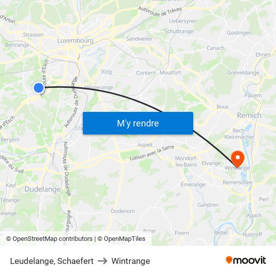 Leudelange, Schaefert to Wintrange map