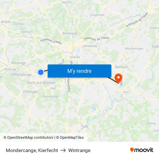 Mondercange, Kierfecht to Wintrange map