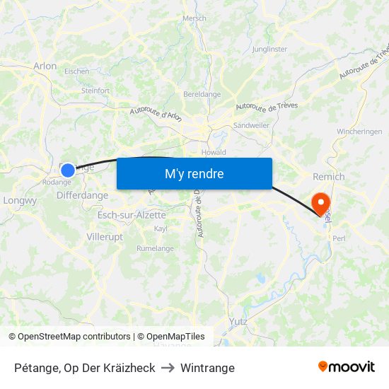 Pétange, Op Der Kräizheck to Wintrange map