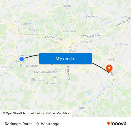 Rodange, Raths to Wintrange map