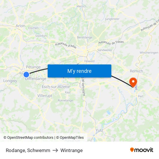 Rodange, Schwemm to Wintrange map