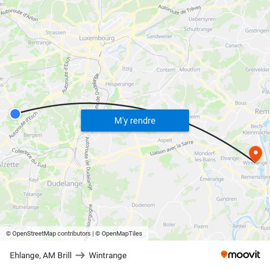 Ehlange, AM Brill to Wintrange map