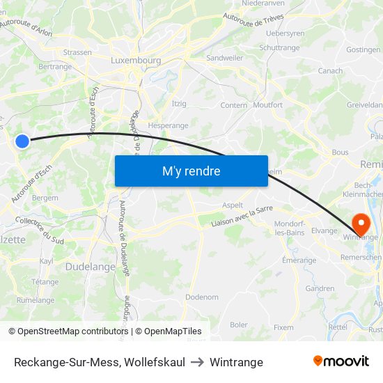 Reckange-Sur-Mess, Wollefskaul to Wintrange map